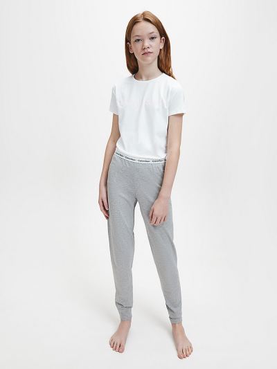 Calvin Klein Ruhák HU428984 | Calvin Klein Modern Cotton Lány Pizsama Szett Fehér / Szürke